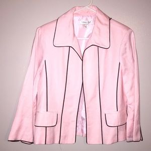 Coldwater Creek Pink split sleeves Jacket with Brown Piping Size 10